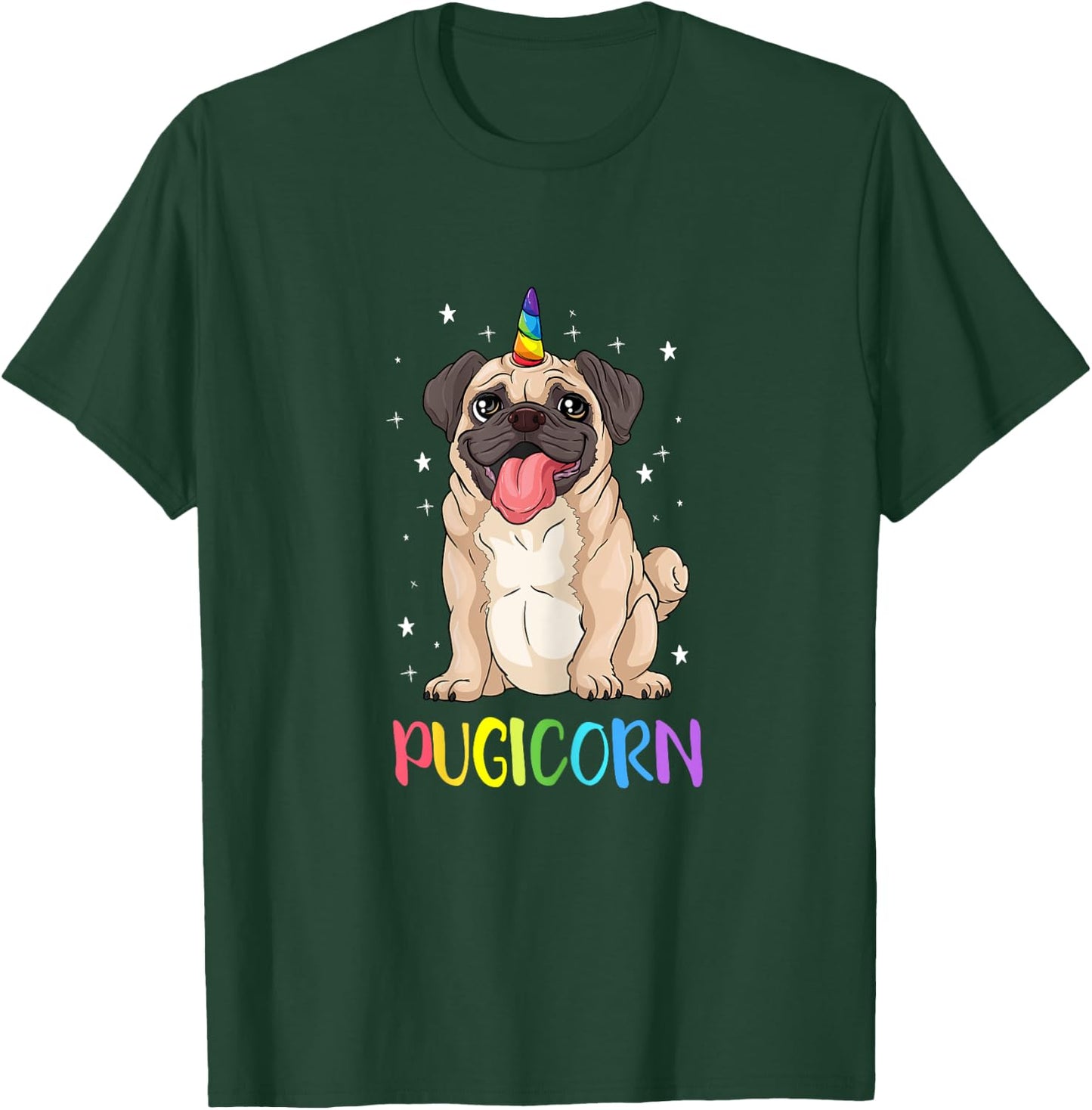 Girl Pugicorn funny pug Lover unicorn Pug Owner T-Shirt - T-Shirt | Forest