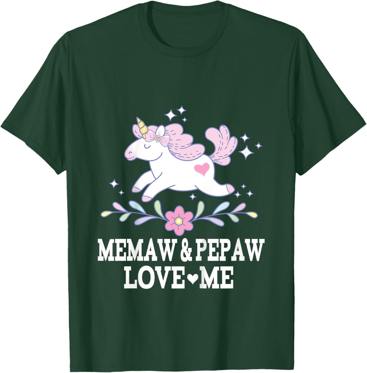 Kids Memaw and Pepaw Love Me Granddaughter Unicorn T-Shirt - T-Shirt | Forest