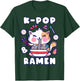 Cat, K-Pop & Ramen, Korean Music, Cute Playful T-Shirt - T-Shirt | Forest