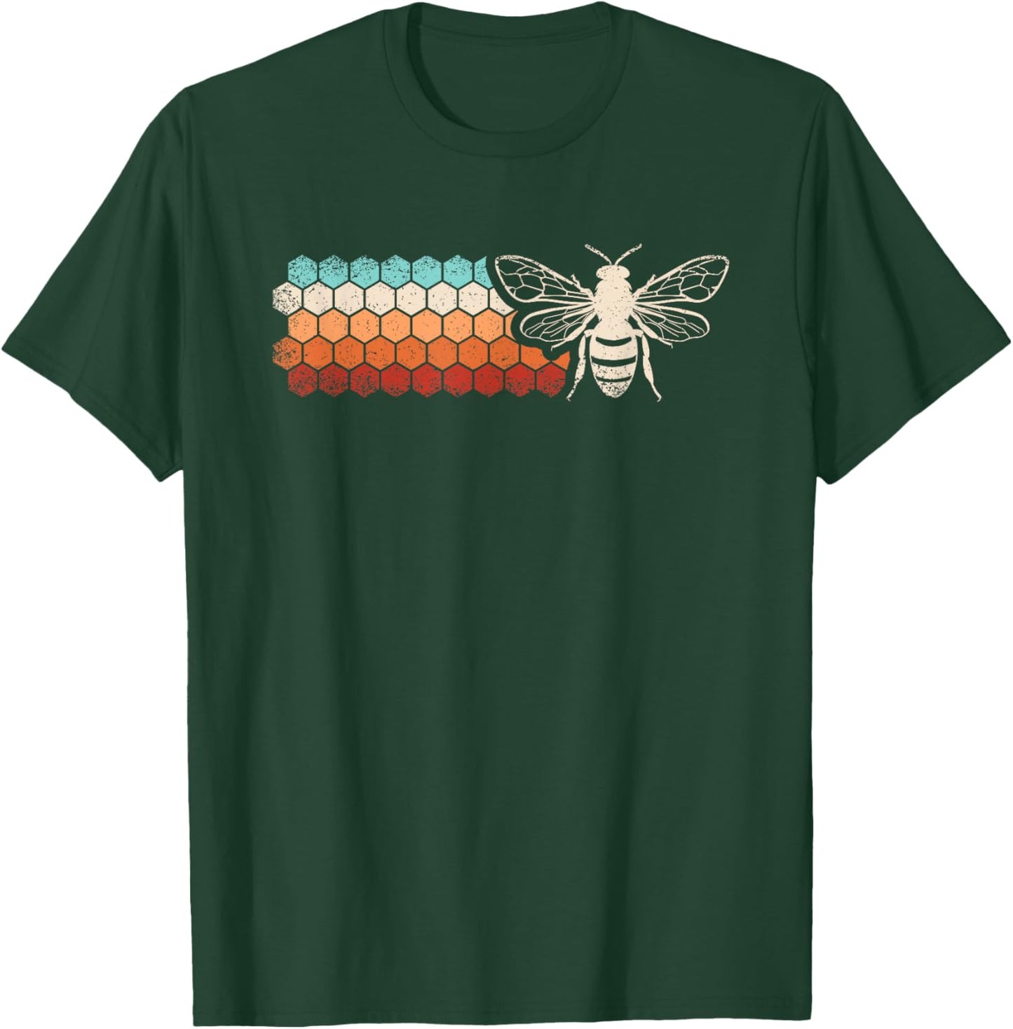 Retro Bee Honeycomb Beekeeping Beekeeper Men Women Kids T-Shirt - T-Shirt | Forest