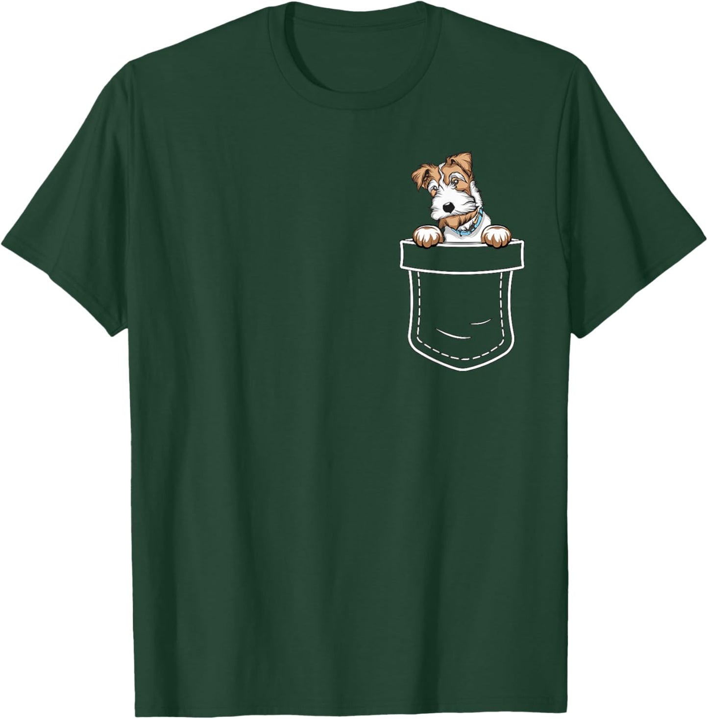 Wirehaired Fox Terrier Chest Pocket Dog T-Shirt - T-Shirt | Forest