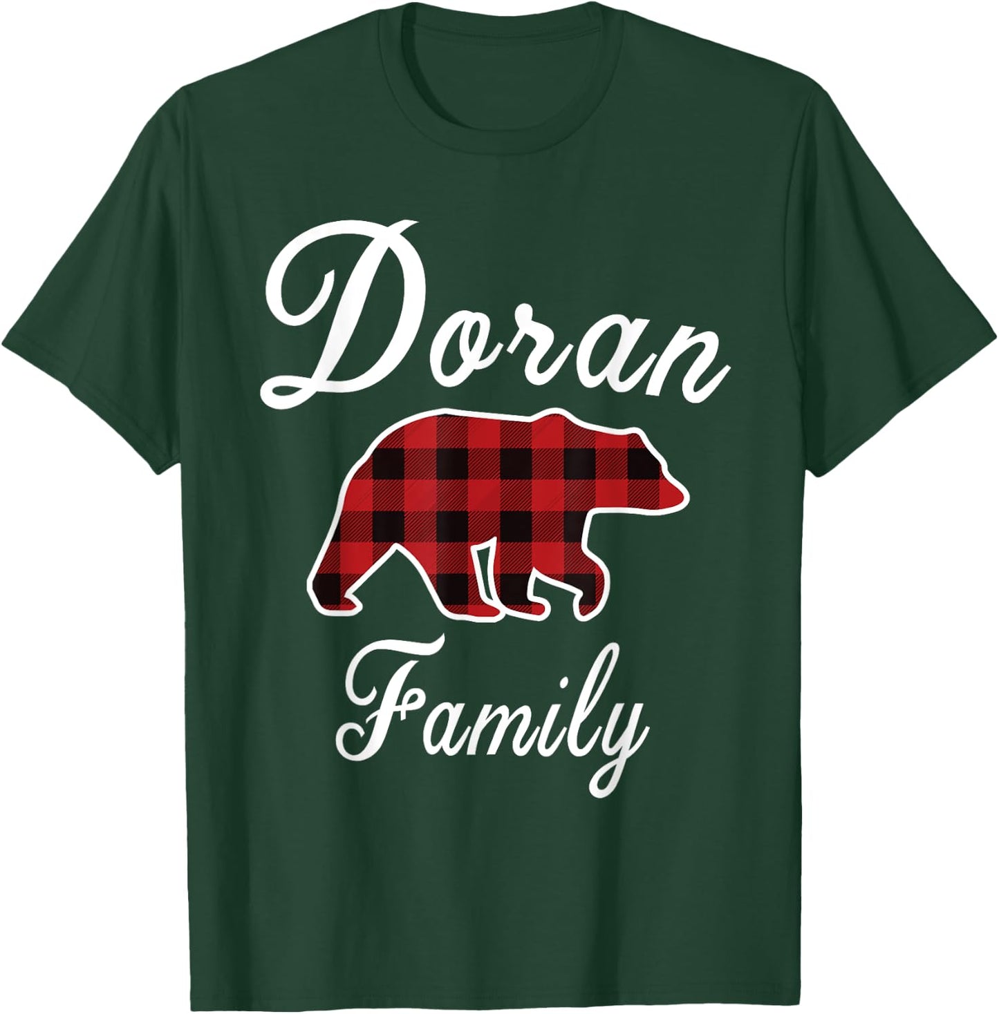 DORAN Family Bear Red Plaid Christmas Pajama Men Women Gift T-Shirt - T-Shirt | Forest