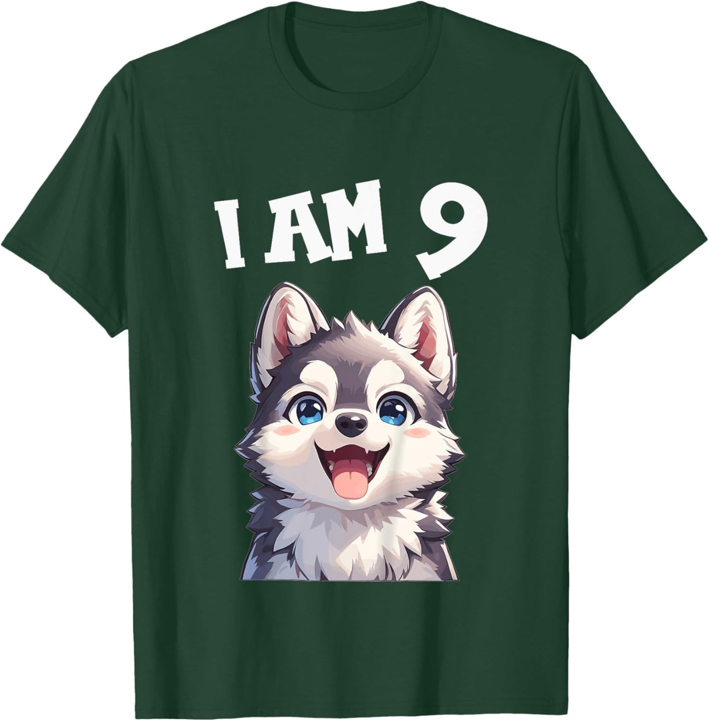 Kids 9 Years old 9th birthday Husky Dogs Husky Dog T-Shirt - T-Shirt | Forest