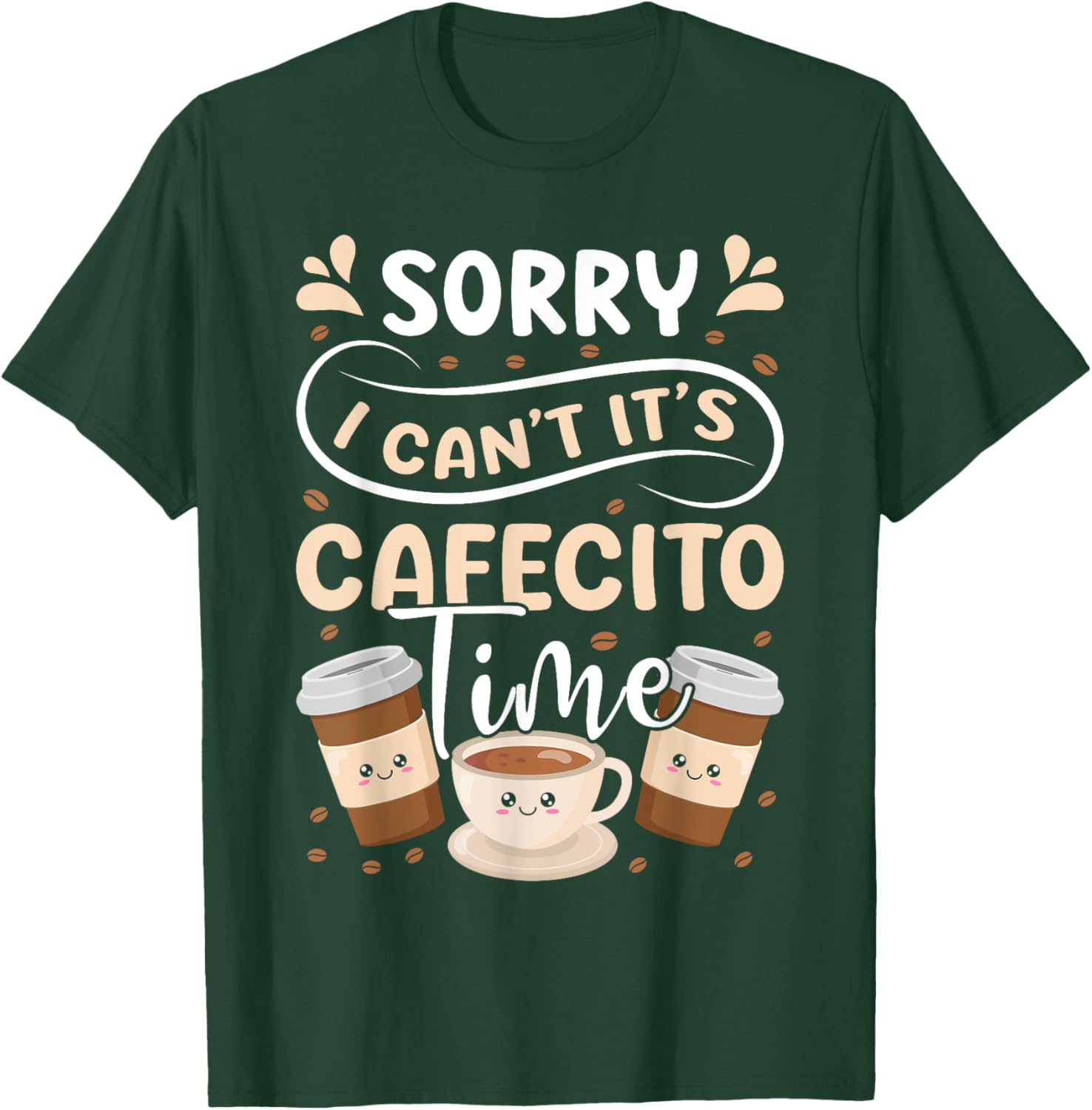 Cafecito & Concha Lovers Spanish Coffee Design T-Shirt - T-Shirt | Forest
