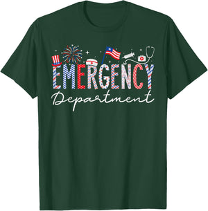 4th Of July EMERGENCY Department Nurse Patriotic Nurses T-Shirt - T-Shirt | Forest