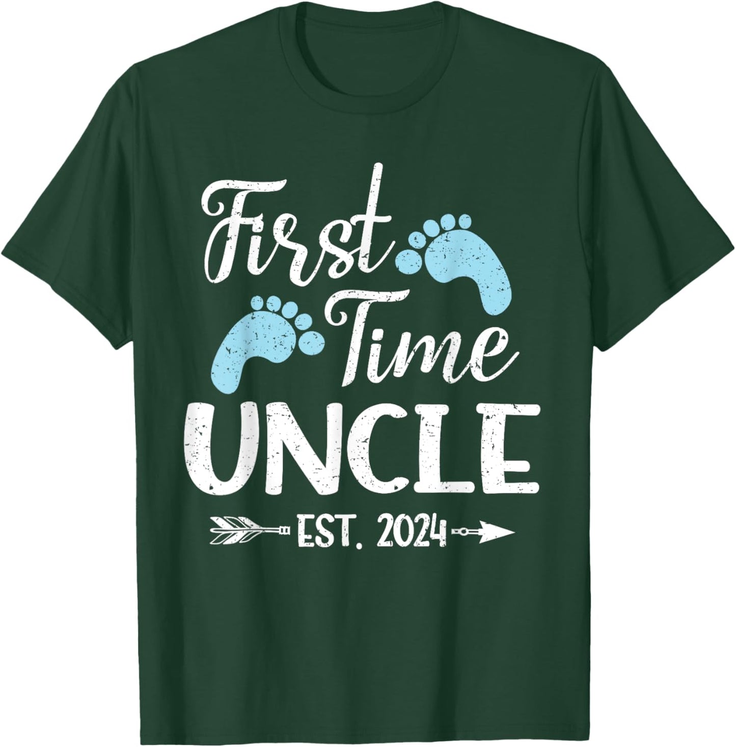 First Time Uncle Est 2024 T-Shirt - T-Shirt | Forest