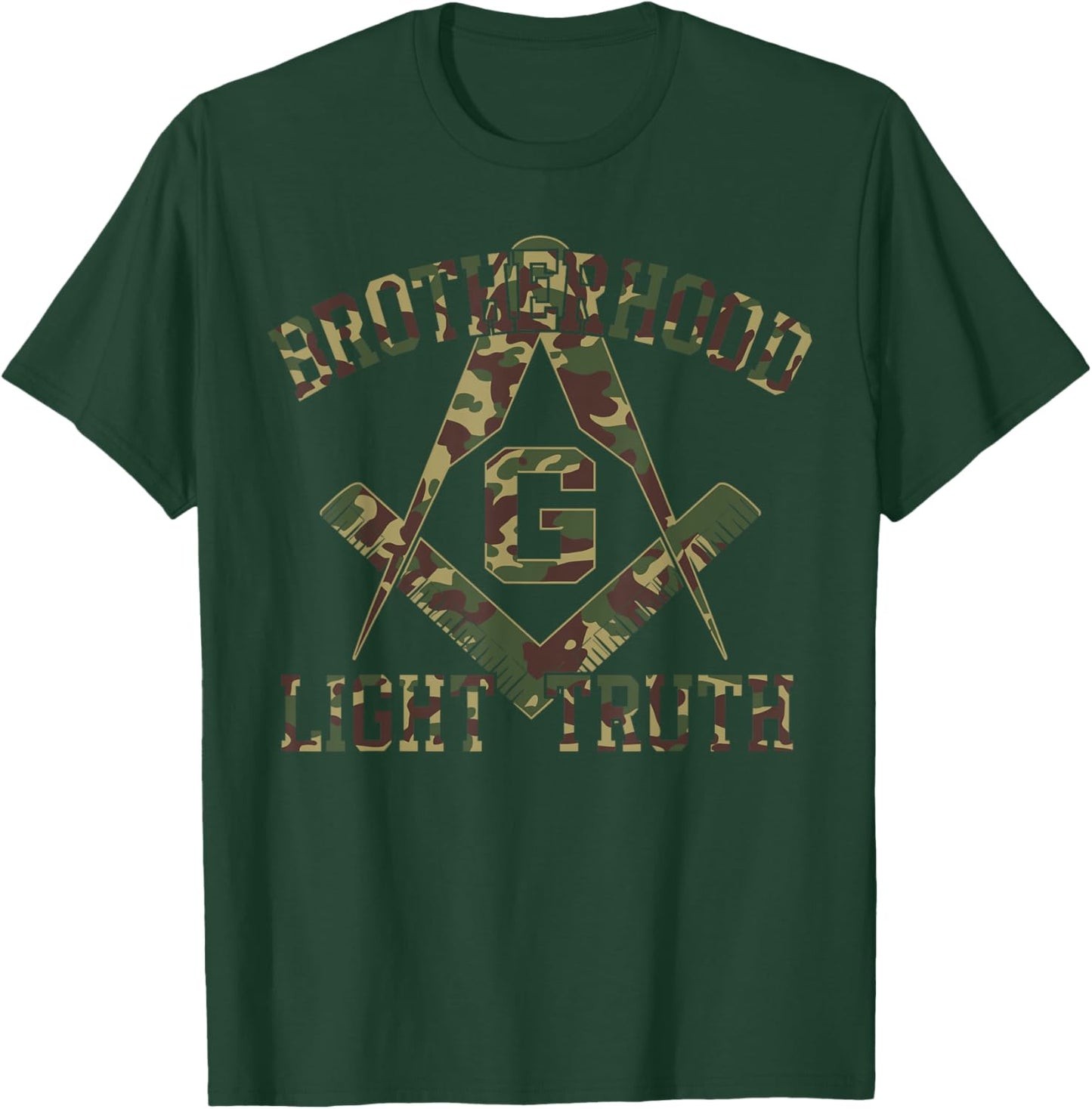 Brotherhood Light Truth Mason Masonic Camo Freemason T-Shirt - T-Shirt | Forest