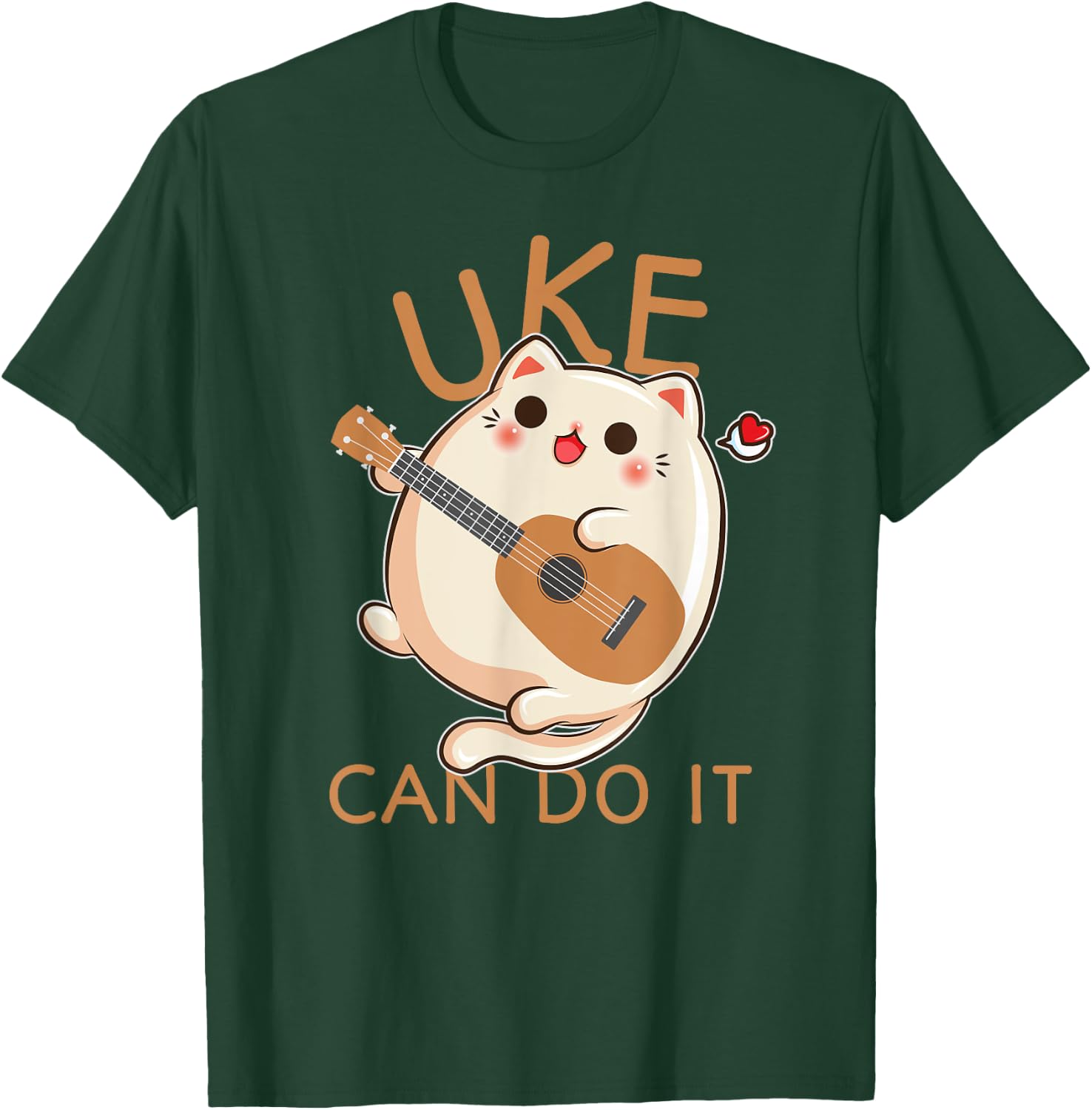 Ukulele print Funny Uke Can Do It Cat Playing product Gift T-Shirt - T-Shirt | Forest