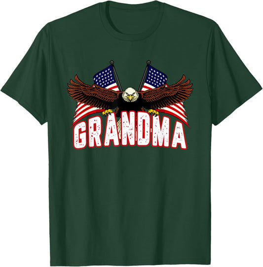 Retro Grandma American Flag Bald Eagle Patriotic 4th of July Men T-Shirt - T-Shirt | Forest