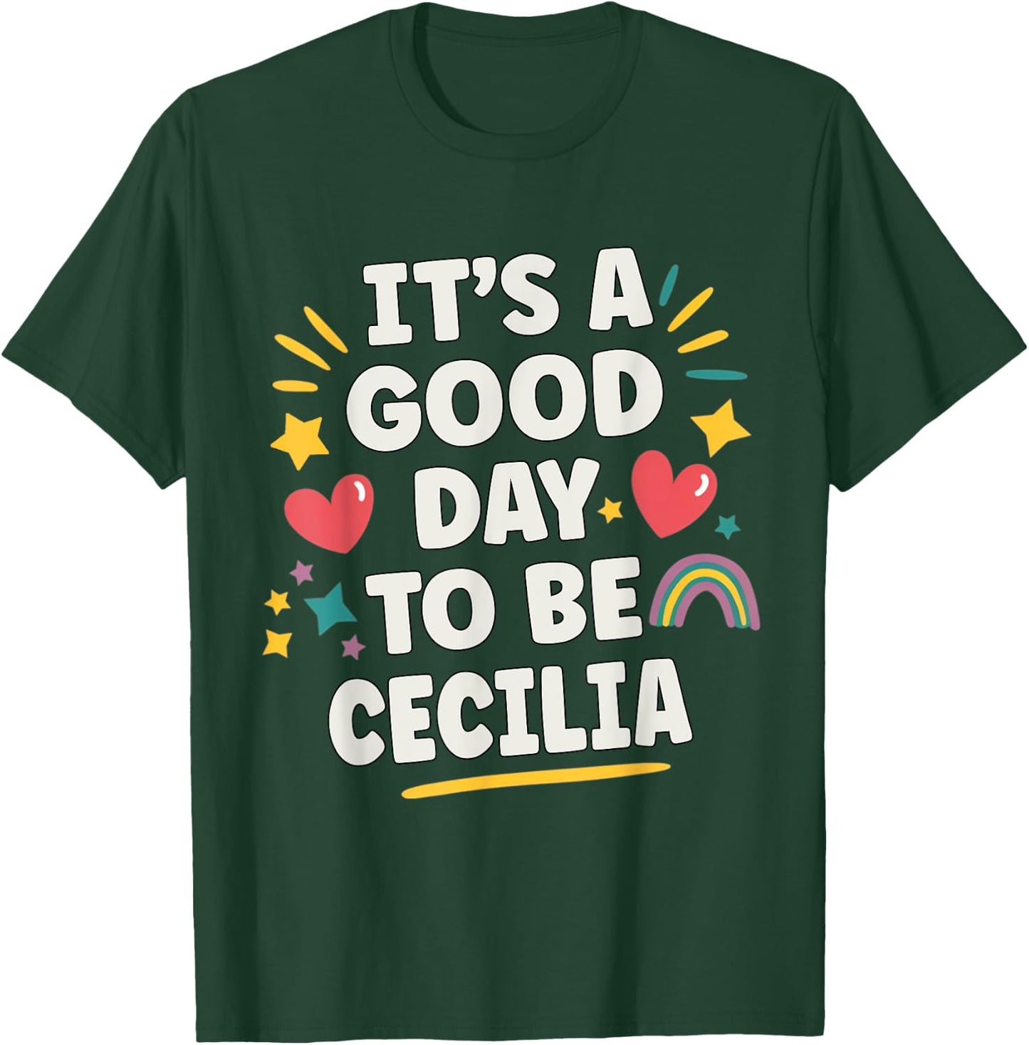 Cecilia Personalized Retro Girls Custom Cecilia Name T-Shirt - T-Shirt | Forest