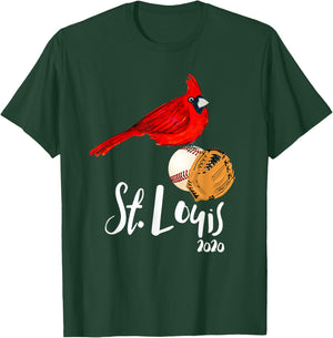 Saint Louis Red Cardinal 2020 Art and Baseball Design T-Shirt - T-Shirt | Forest
