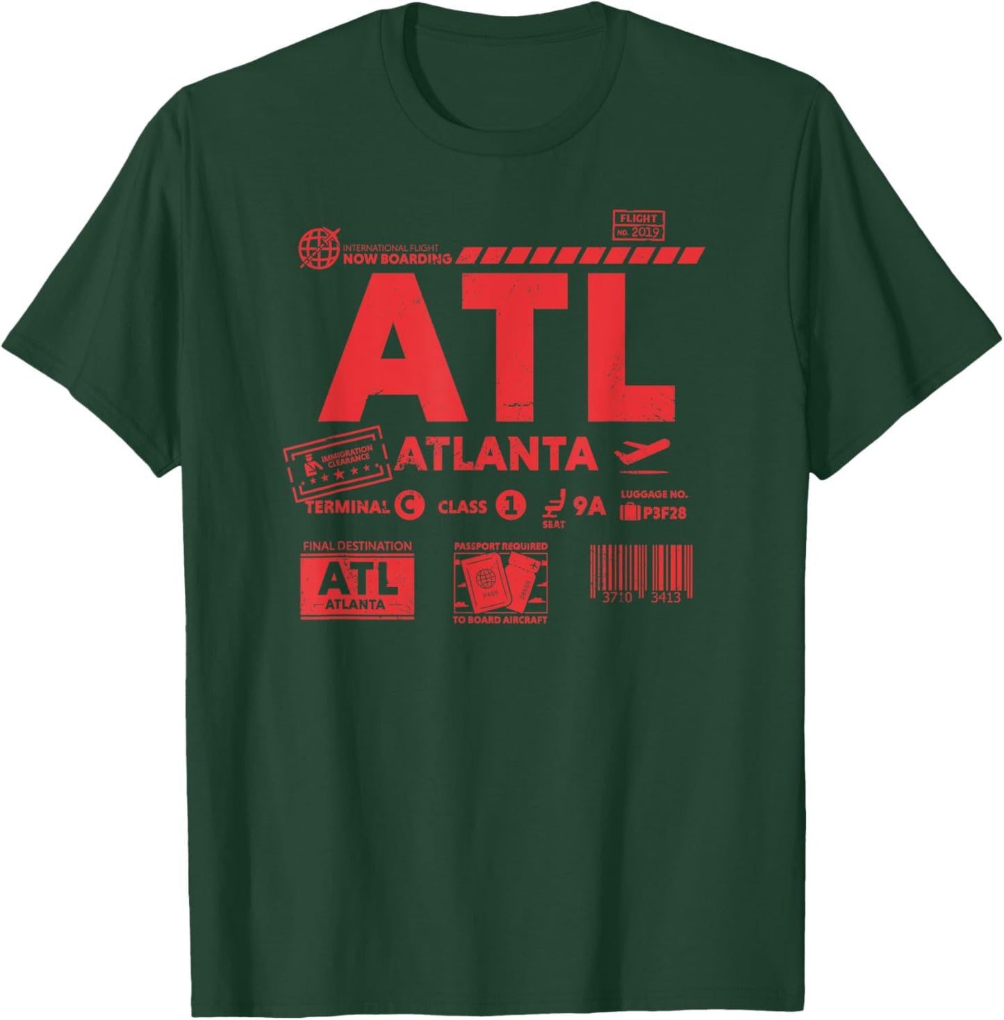 Vintage Atlanta ATL Airport Code Travel Day Retro Travel ATL T-Shirt - T-Shirt | Forest