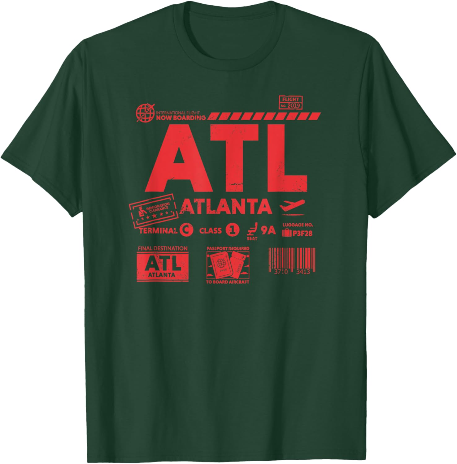 Vintage Atlanta ATL Airport Code Travel Day Retro Travel ATL T-Shirt - T-Shirt | Forest