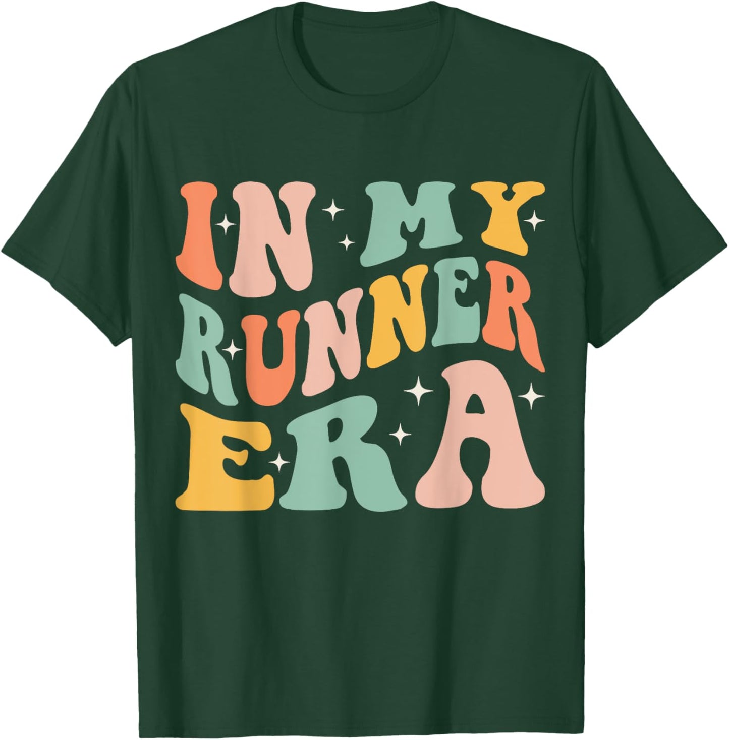 In My Runner Era Funny Running Marathon Groovy Running Mom T-Shirt - T-Shirt | Forest