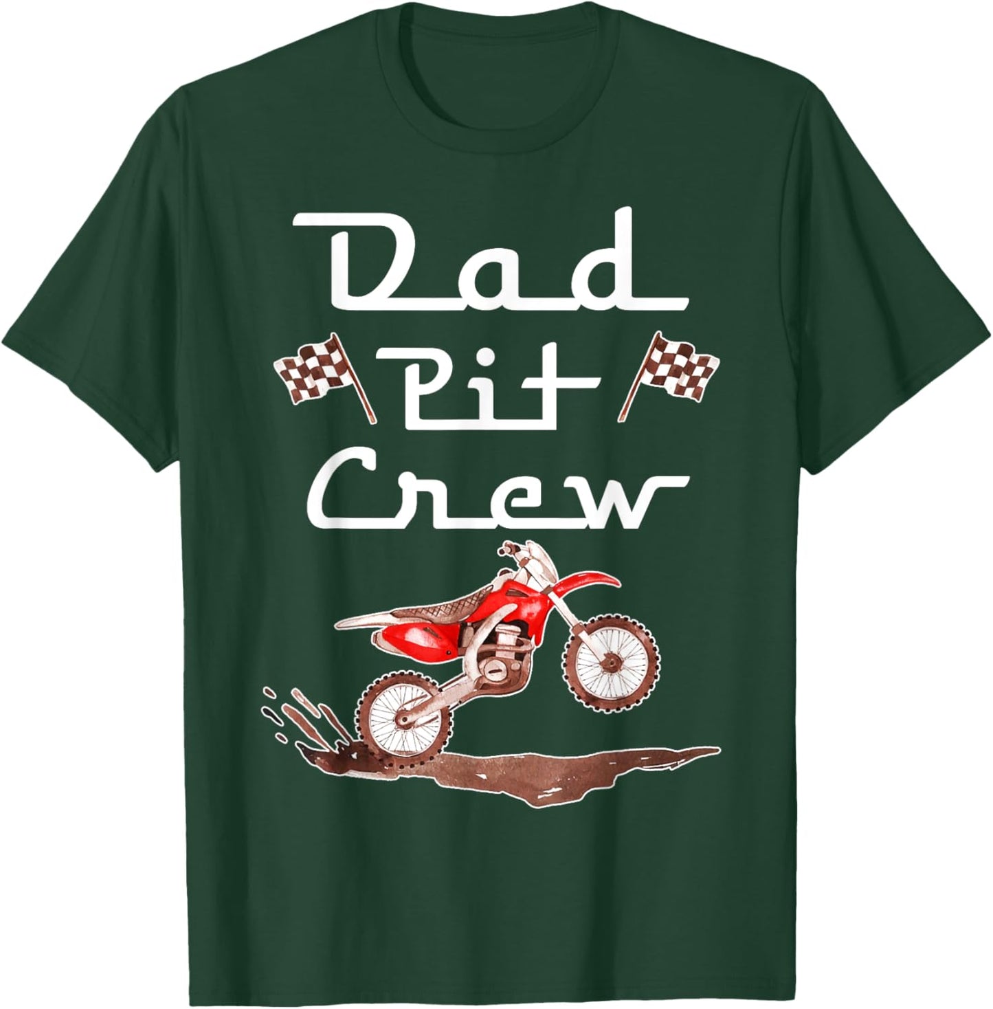 Dirt Bike Birthday Party Racing Family Dad Pit Crew T-Shirt - T-Shirt | Forest