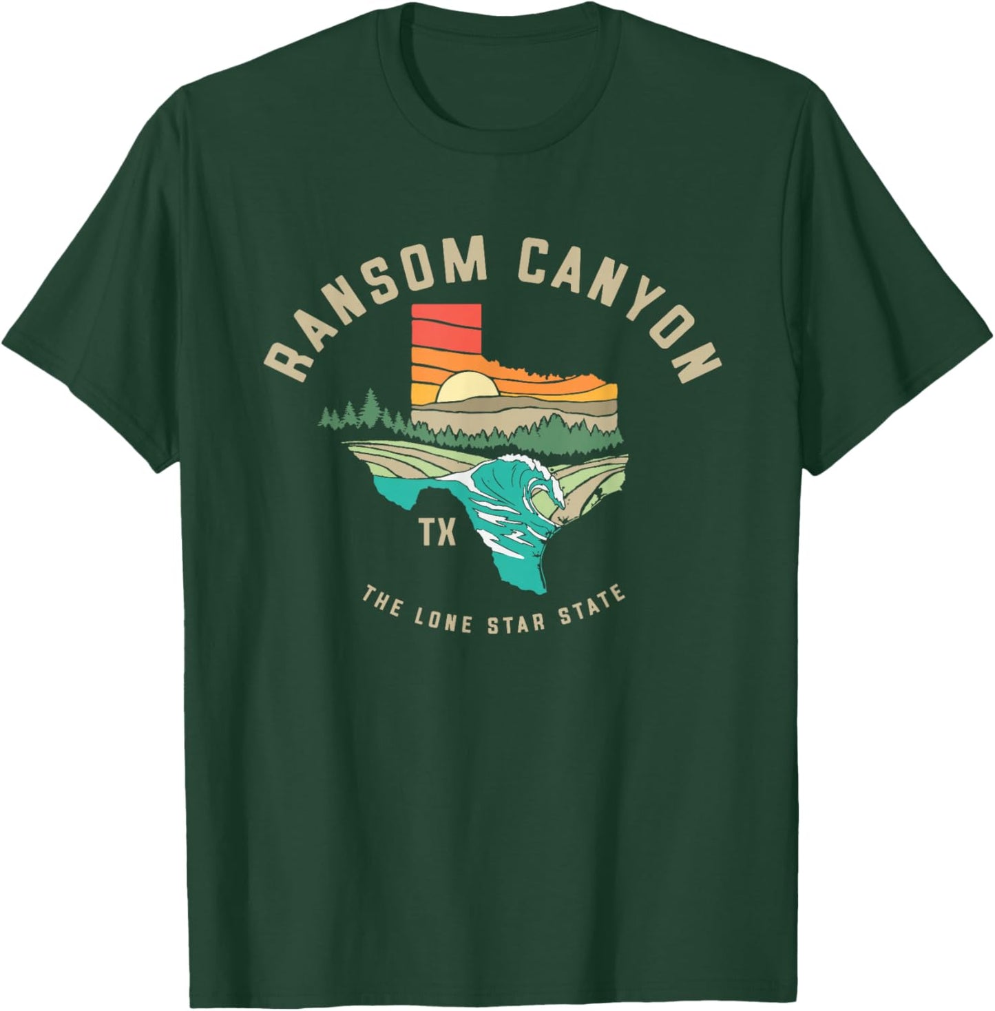 Ransom Canyon Texas Outdoors Vintage Nature Illustration T-Shirt - T-Shirt | Forest