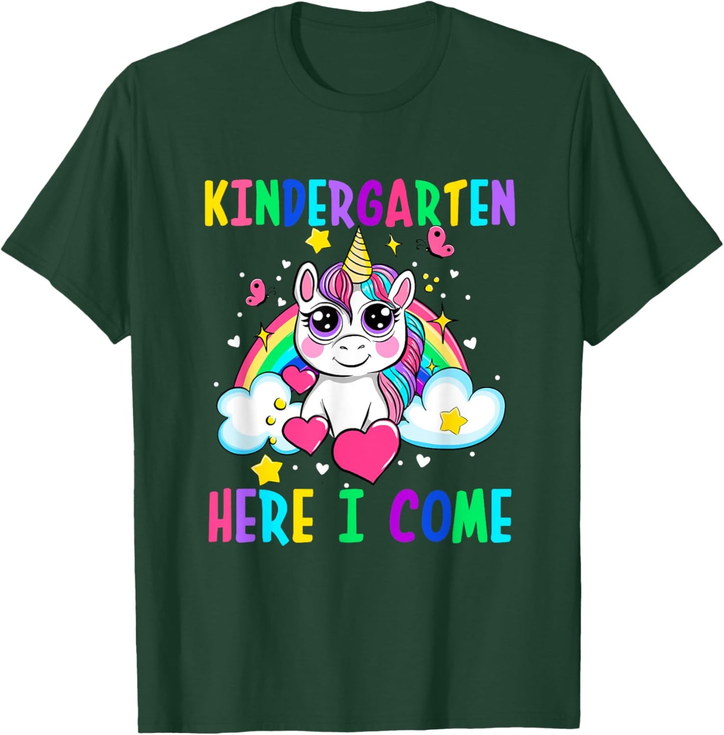 Cute Unicorn Kindergarten Here I Come School Kindergarten T-Shirt - T-Shirt | Forest