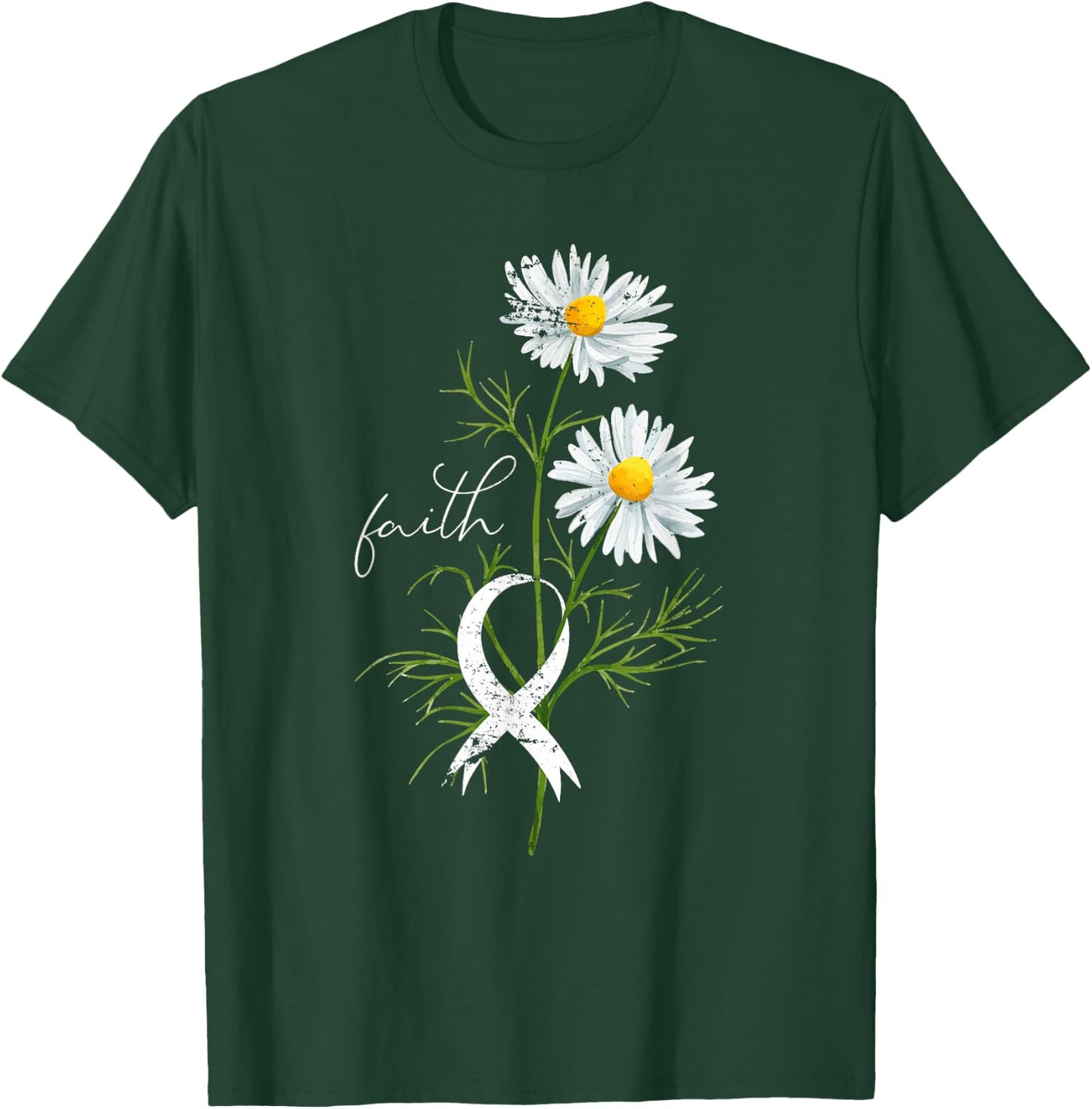Lung Cancer Fight Support White Ribbon Gift Lung Cancer T-Shirt - T-Shirt | Forest