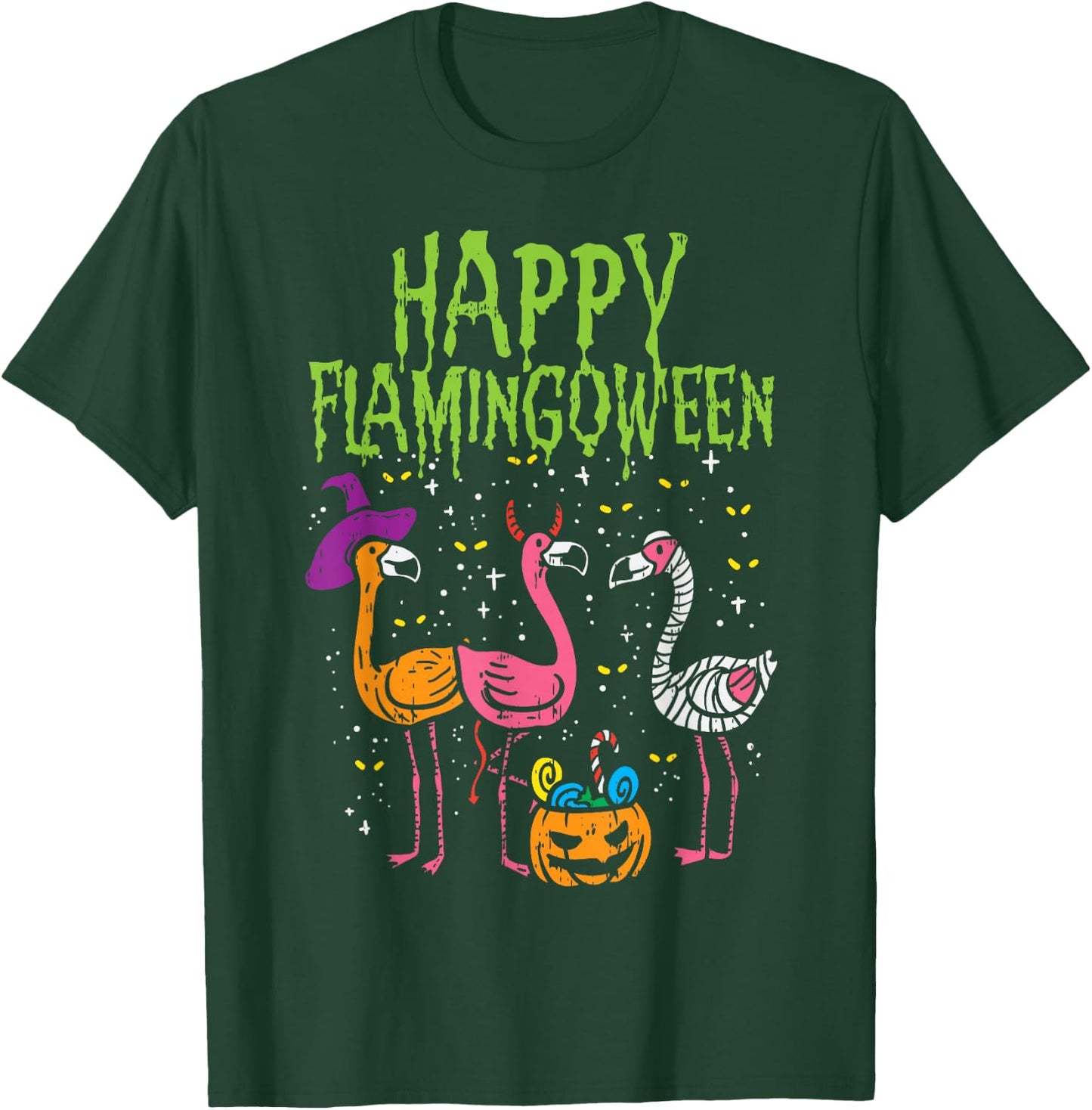Happy Flamingoween Scary Flamingos Funny Halloween Costume T-Shirt - T-Shirt | Forest
