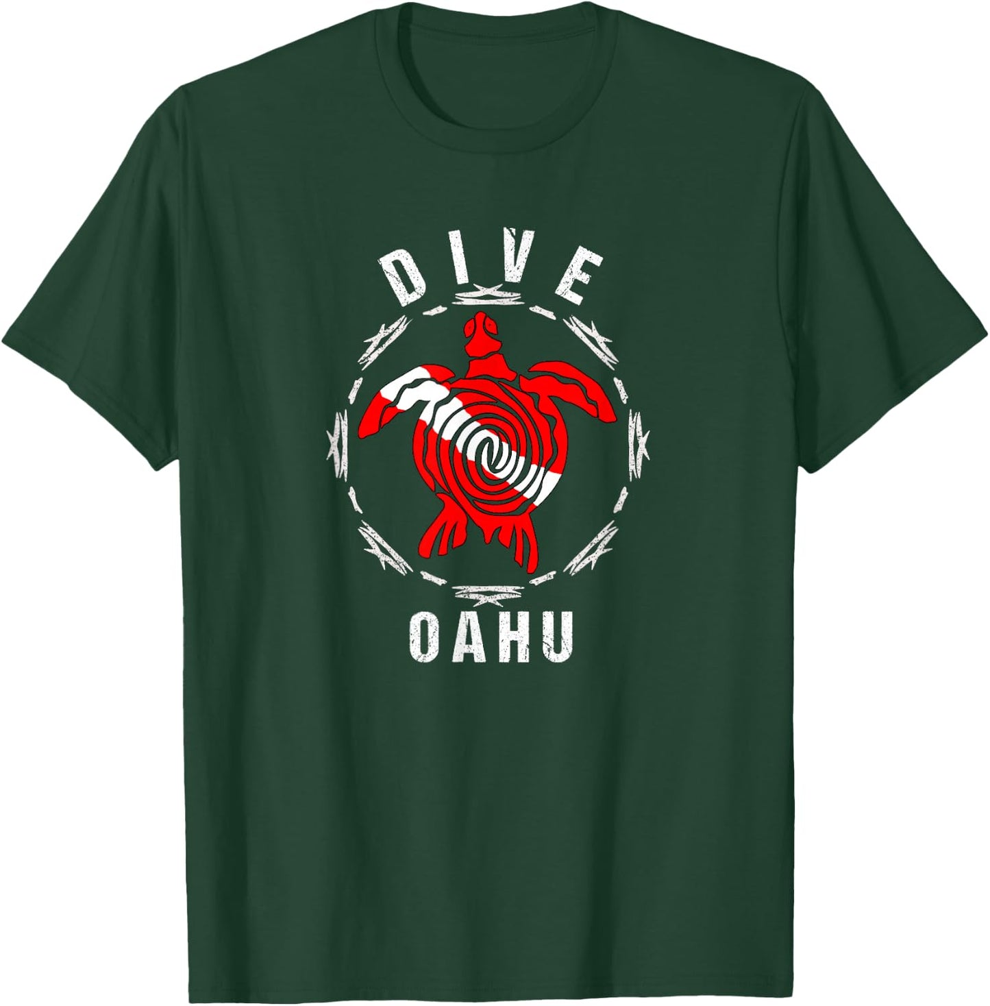Dive Oahu Vintage Tribal Turtle Gift T-Shirt - T-Shirt | Forest