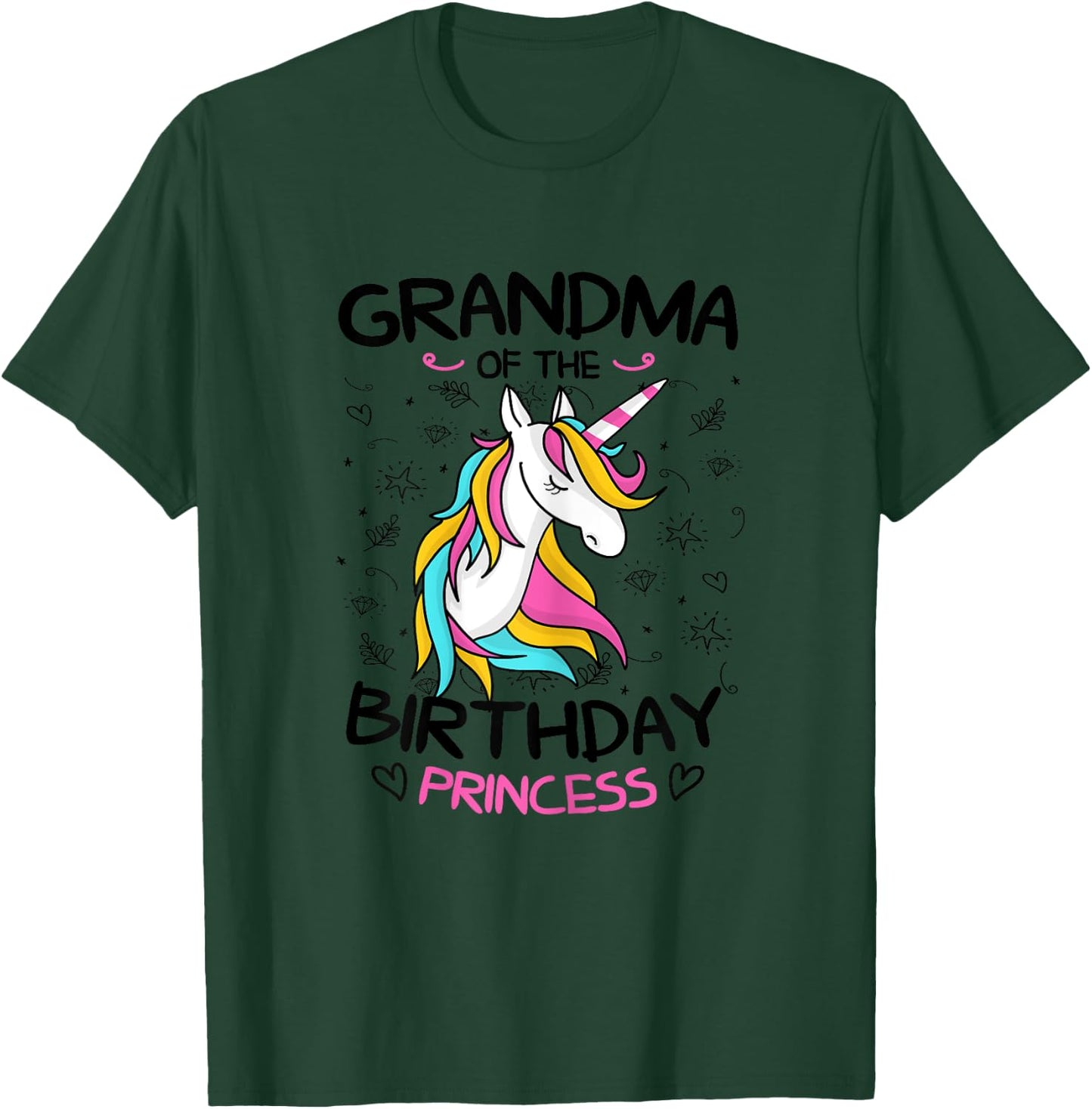 Grandma Of The Birthday Princess Shirt Unicorn Girl T-Shirt - T-Shirt | Forest