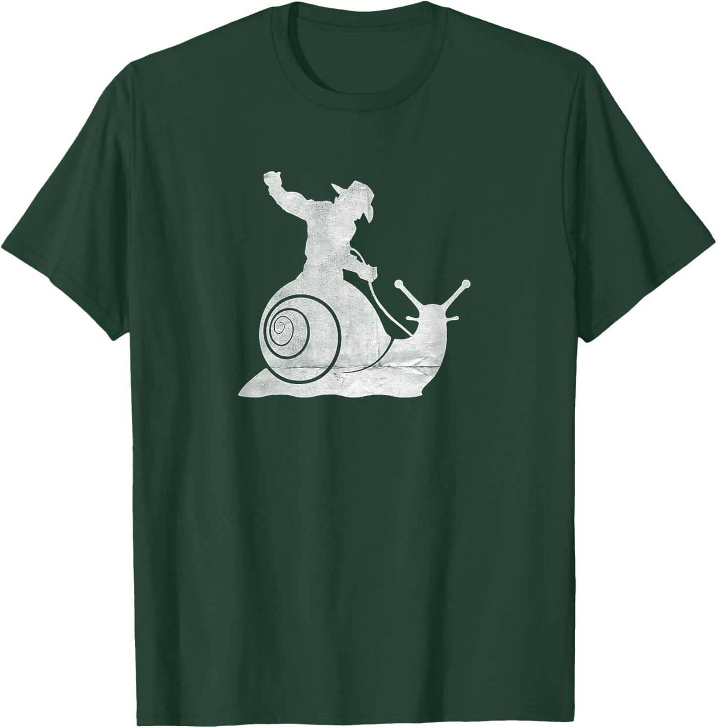 Cowboy Riding a Snail Distressed T-Shirt - T-Shirt | Forest