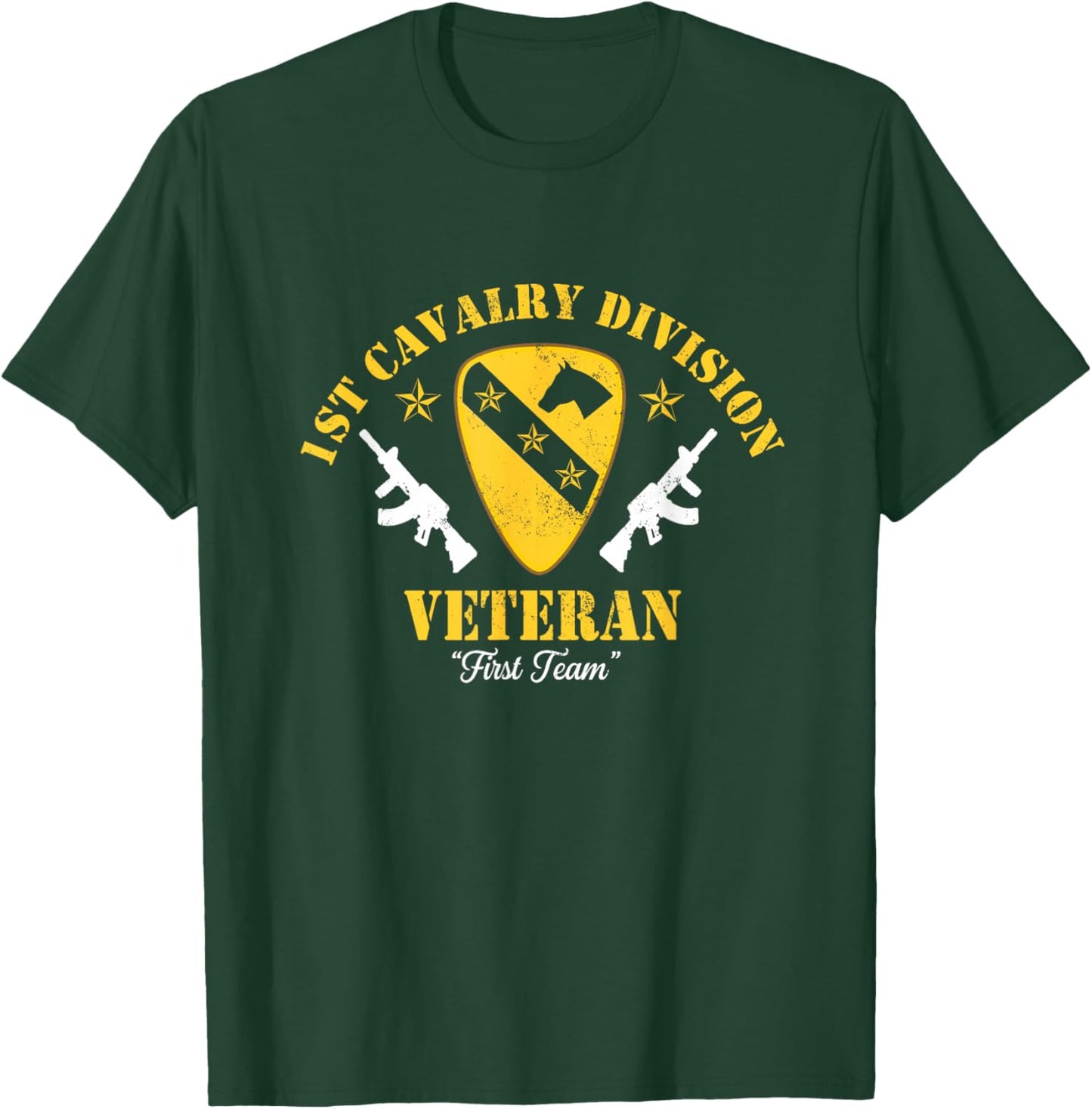 Vintage 1st Cavalry Division Veteran Patriotic Veterans Day T-Shirt - T-Shirt | Forest