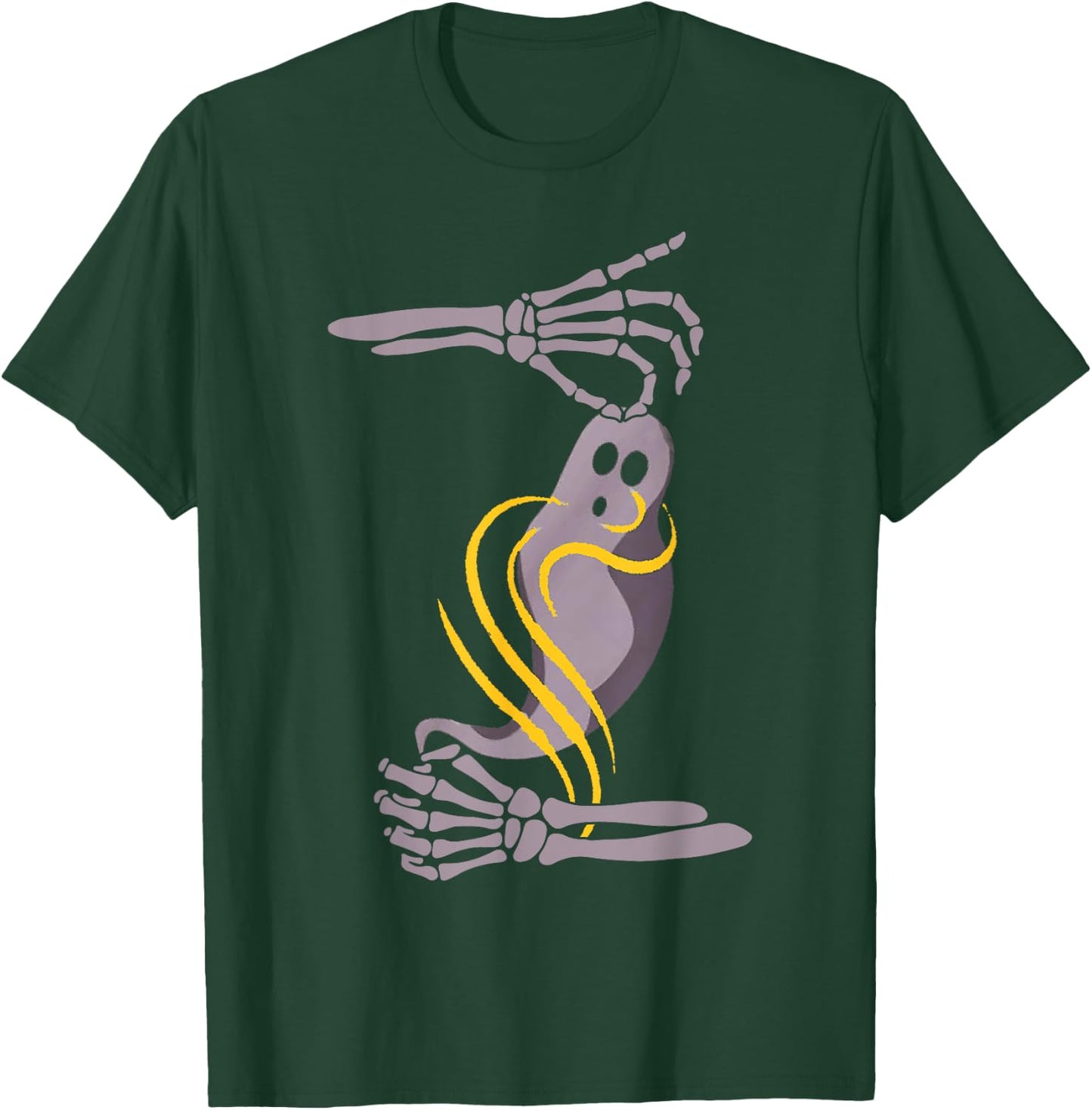 Spooky Halloween ASL Skeleton Hands Ghost T-Shirt - T-Shirt | Forest