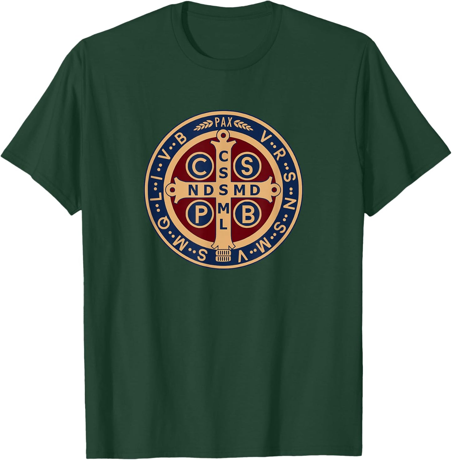 Medal of Saint Benedict Benedict Blessing Catholic T-Shirt - T-Shirt | Forest