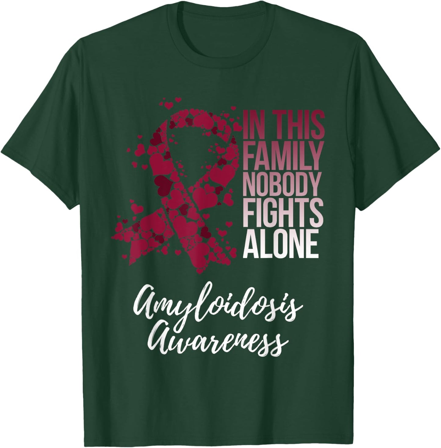 Amyloidosis Awareness Products Family Support Awareness - Adults - Black - Short Sleeve - Small - Classic Fit - Polyester T-Shirt - T-Shirt | Forest