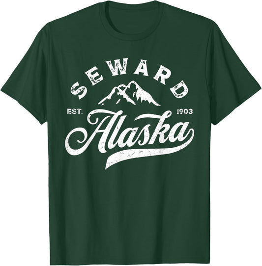 Seward Alaska AK Vintage Mountains Family Vacation Souvenir T-Shirt - T-Shirt | Forest