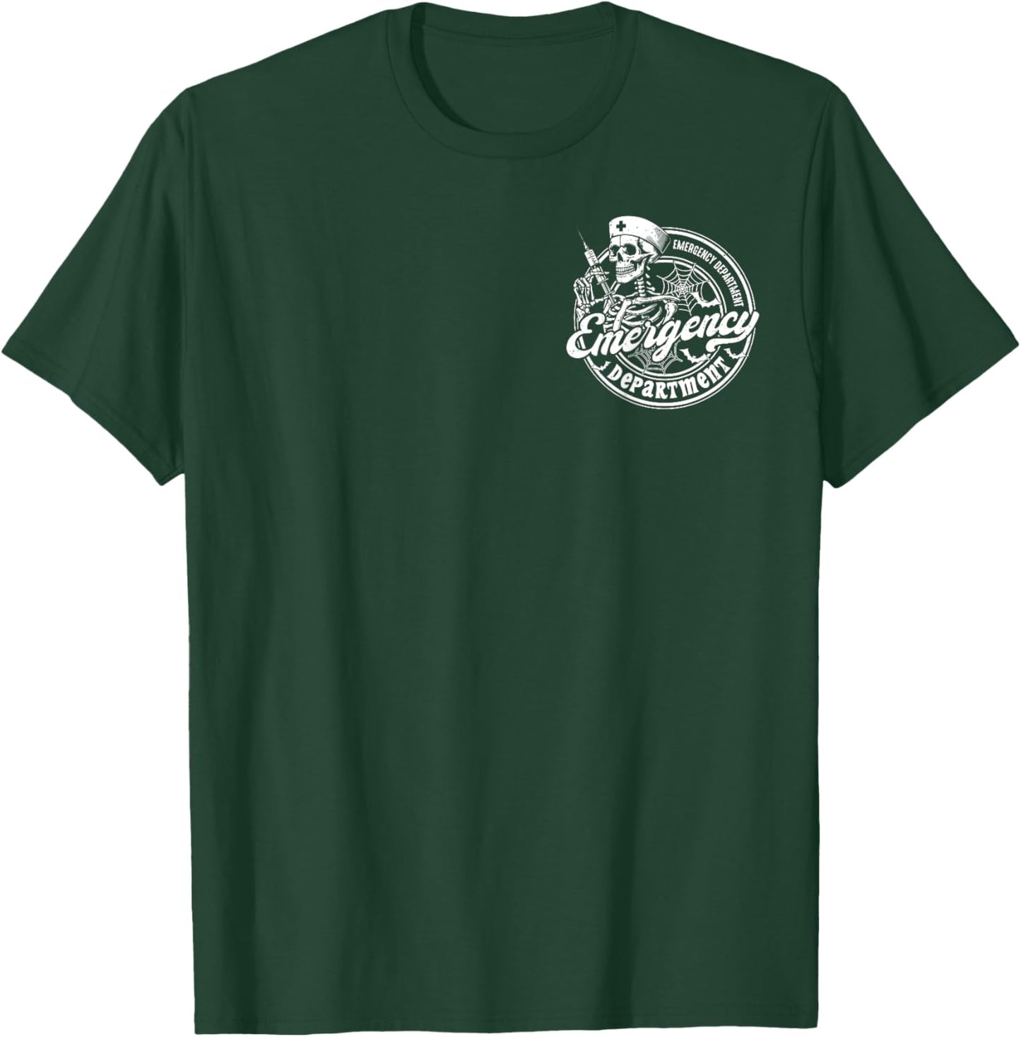 Emergency Department Skeleton ER Nurse Halloween 2 Sided T-Shirt - T-Shirt | Forest