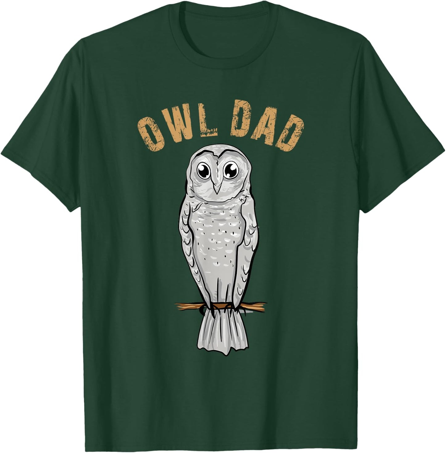 Owl Dad Lover Illustration Gift Owls Owner Gifts T-Shirt - T-Shirt | Forest