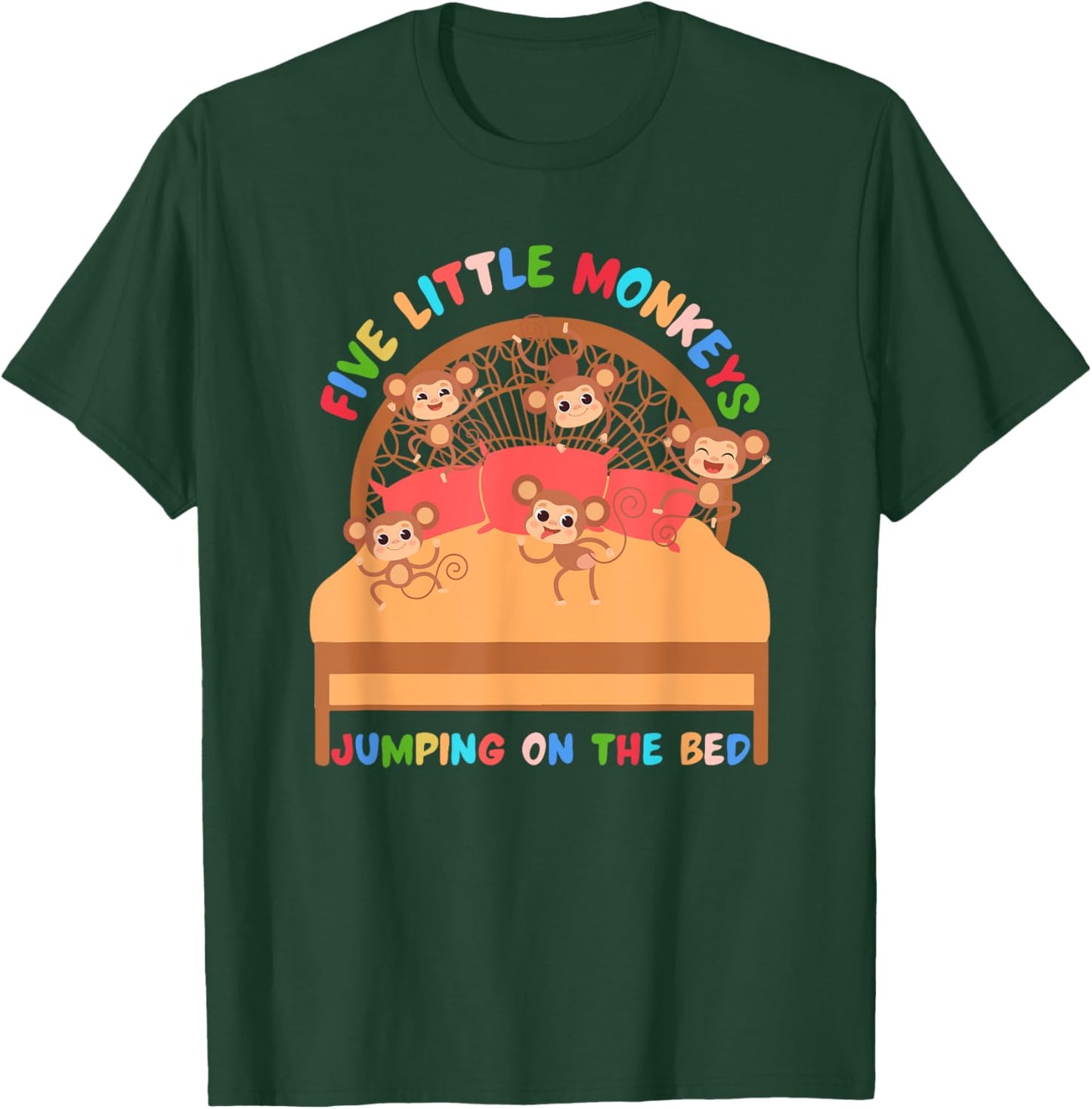 Cool Five Little Monkeys Jumping on The Bed for kids T-Shirt - T-Shirt | Forest