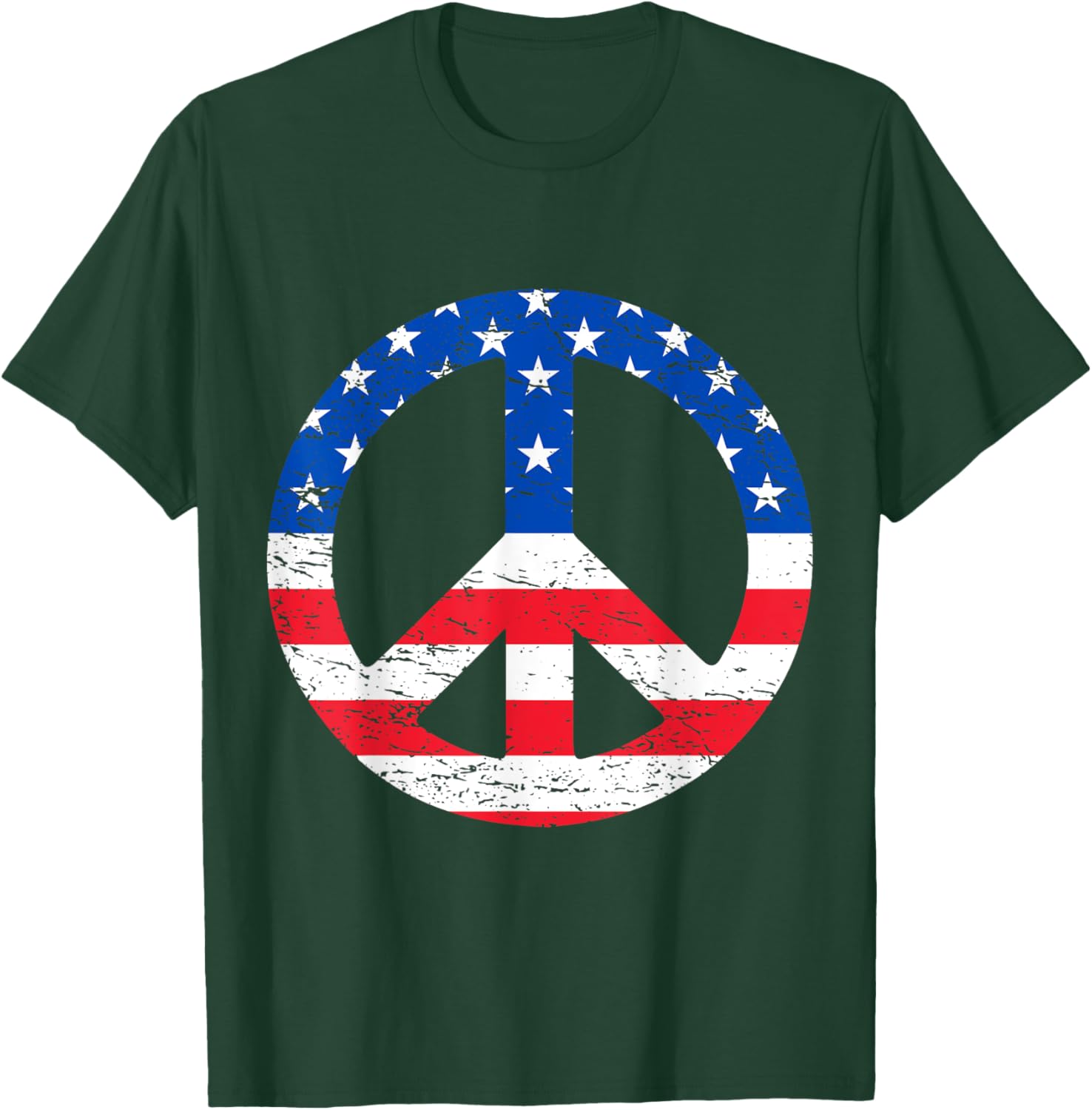 American Flag Peace Sign 4th Of July T-Shirt - T-Shirt | Forest