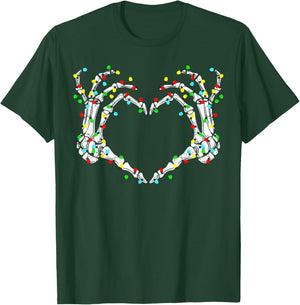 Skeleton Hands Heart Sign Light Christmas Costume Women Girl T-Shirt - T-Shirt | Forest