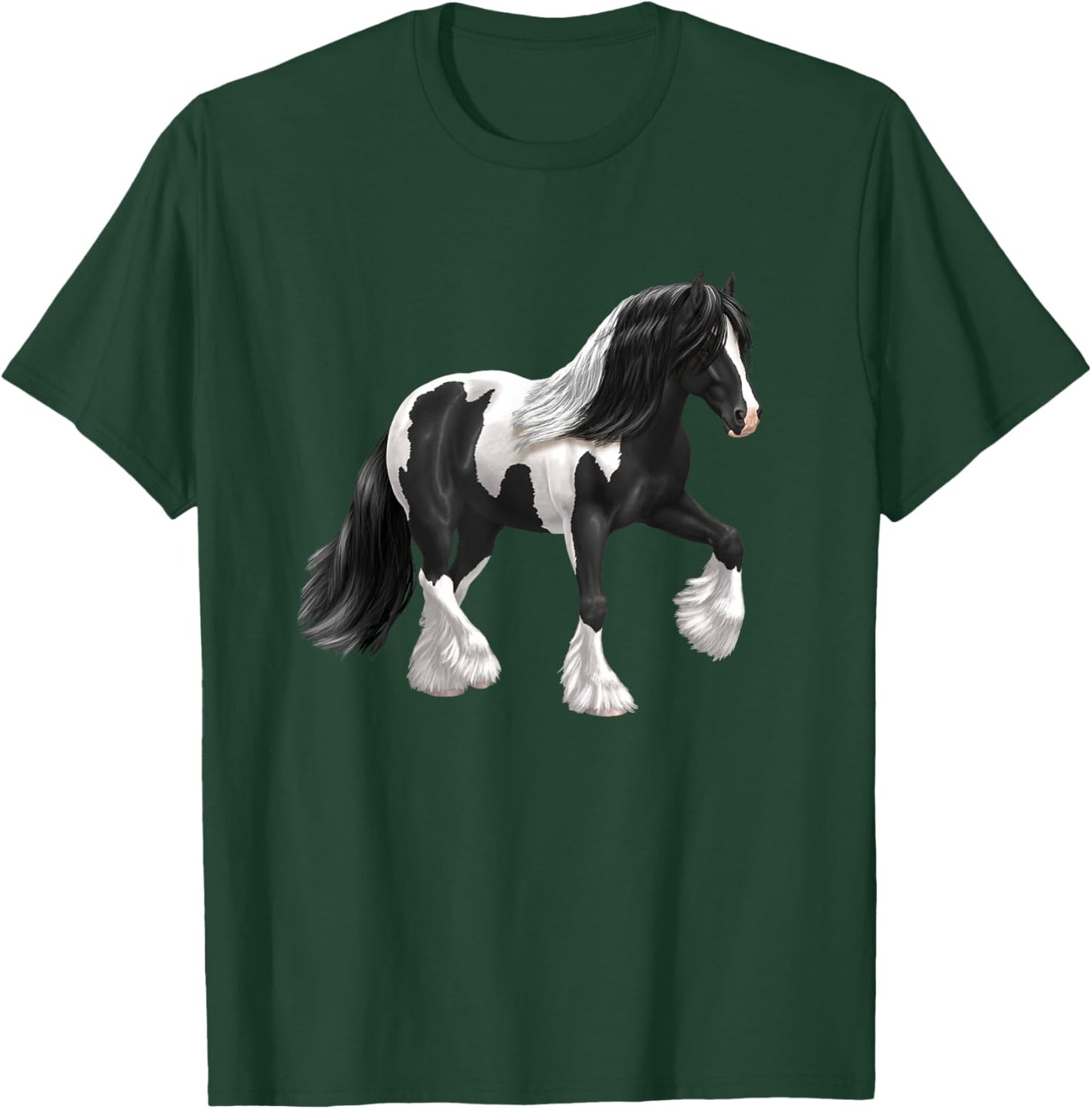 Black & White Piebald Pinto Gypsy Vanner Draft Horse T-Shirt - T-Shirt | Forest
