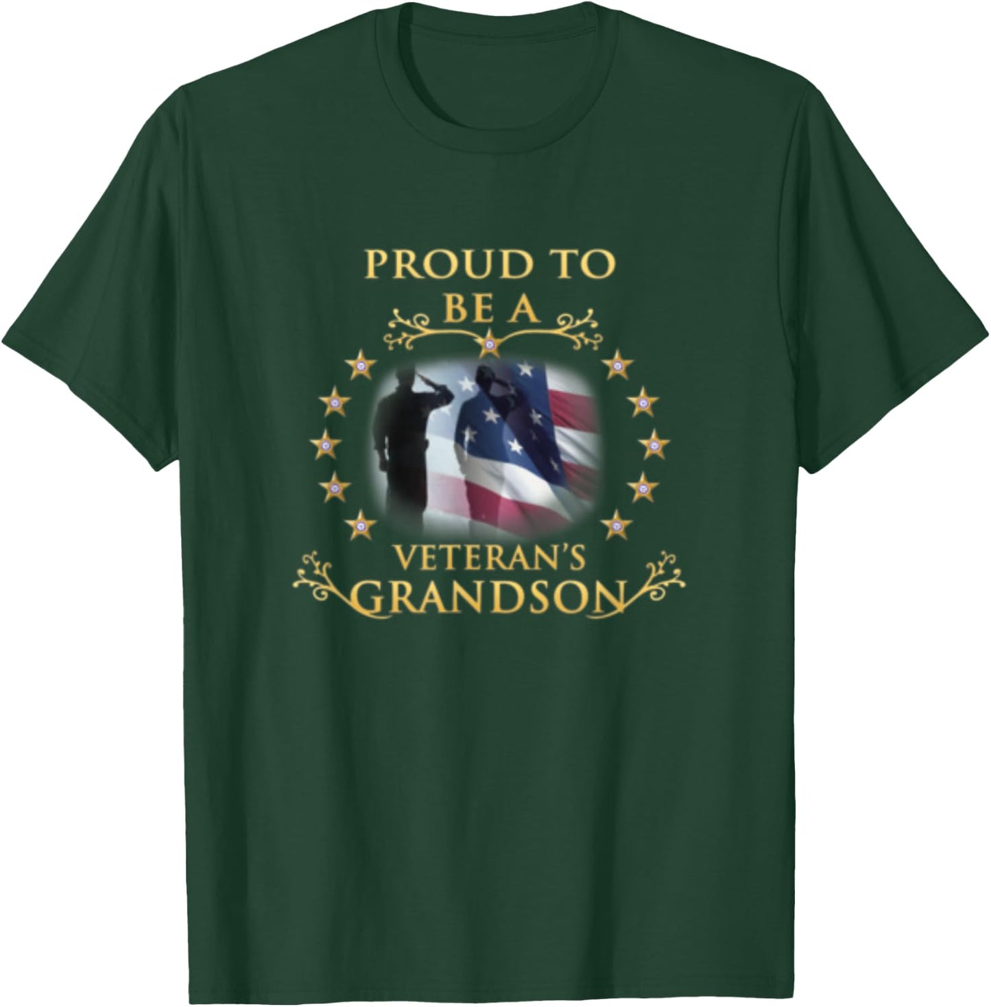 Proud Grandson of a Veteran Thank you Veterans Day T-Shirt - T-Shirt | Forest