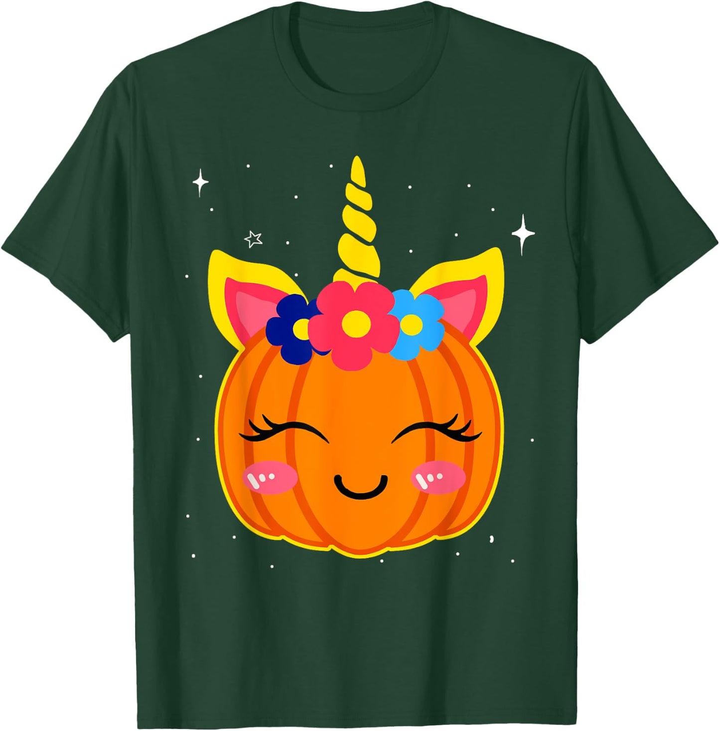 Girls Funny Halloween Costume Cute Unicorn Pumpkin Kids T-Shirt - T-Shirt | Forest