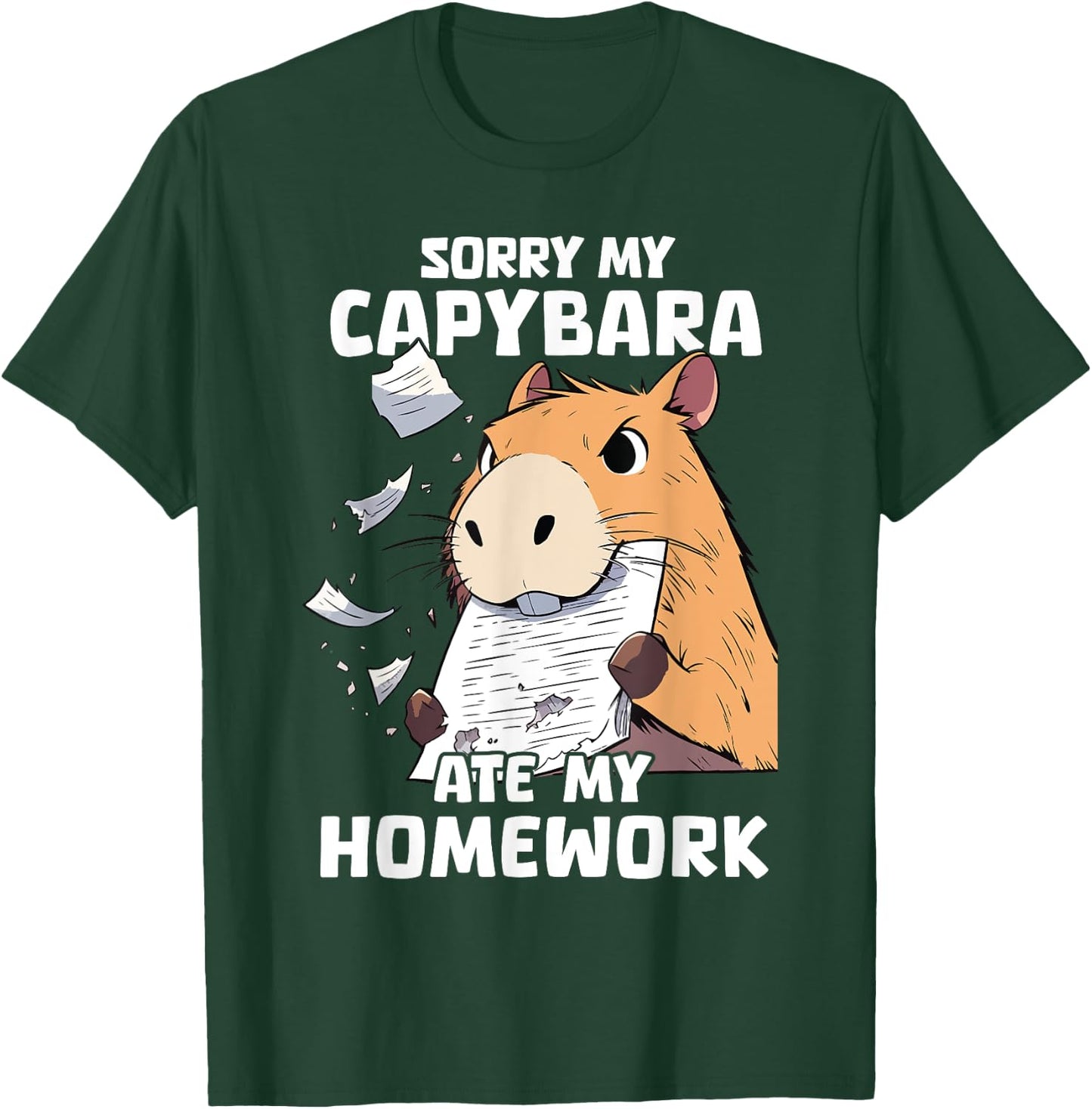 Sorry My Capybara Ate My Homework Funny Capybaras School T-Shirt - T-Shirt | Forest