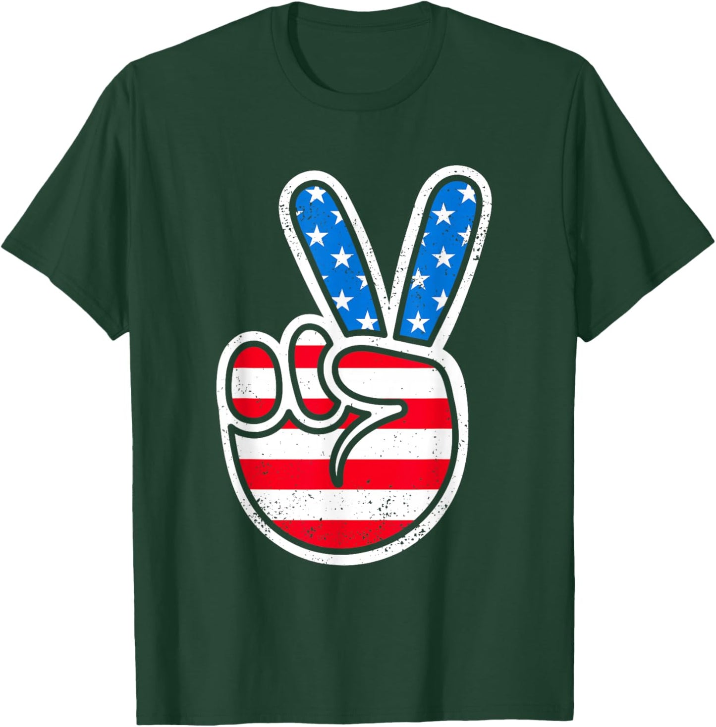 American Flag Peace Sign 60s 70s 80s Patriotic Boys Toddler T-Shirt - T-Shirt | Forest