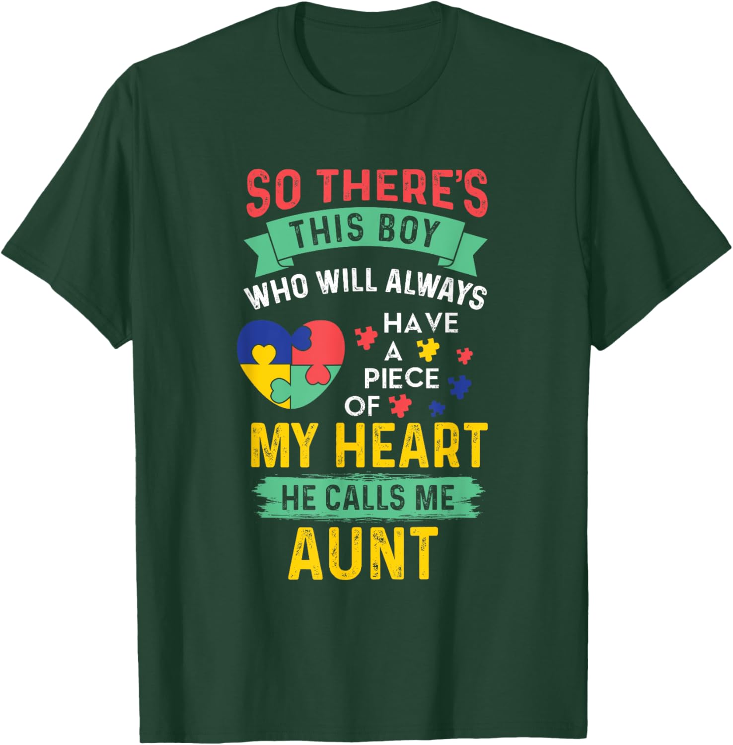 There's This Boy He Calls Me Aunt Autism Awareness Auntie T-Shirt - T-Shirt | Forest