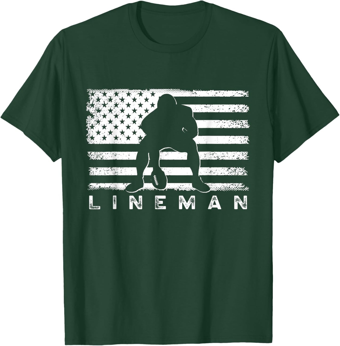 American Football Lineman Offensive Player USA Flag Football T-Shirt - T-Shirt | Forest