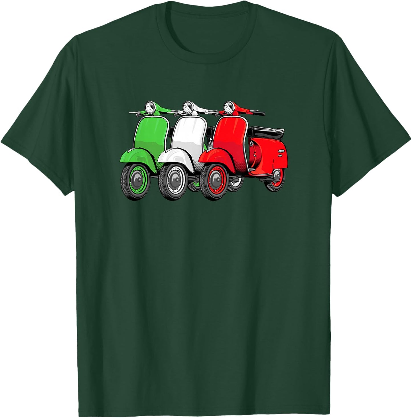 Scooter Bike Motorbike Scoot - Italy Flag Moped Scooter T-Shirt - T-Shirt | Forest