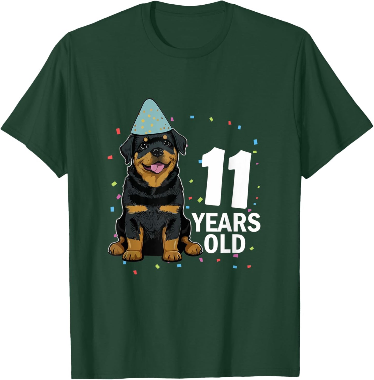 11 Years Old Birthday Rottweiler Dog Lover 11th Party Kid T-Shirt - T-Shirt | Forest