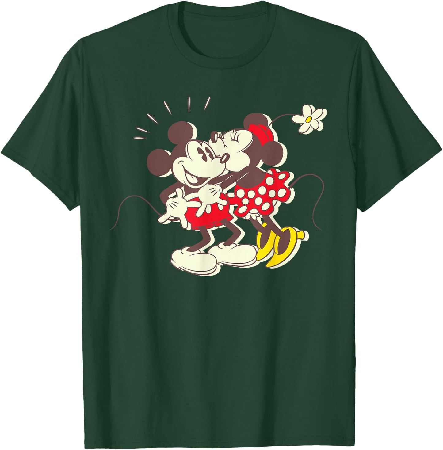 Disney Vintage Mickey and Minnie Mouse Kiss Small T-Shirt - T-Shirt | Forest