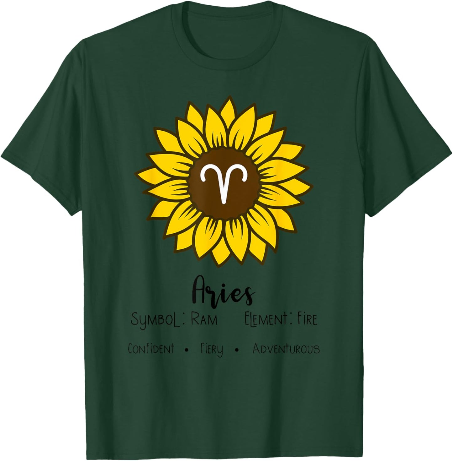 Sunflower Aries Birthday Horoscope Zodiac Astrology Women T-Shirt - T-Shirt | Forest