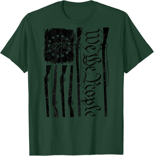 We The People Gun Rights American Flag 4th of July On Back T-Shirt - T-Shirt | Forest