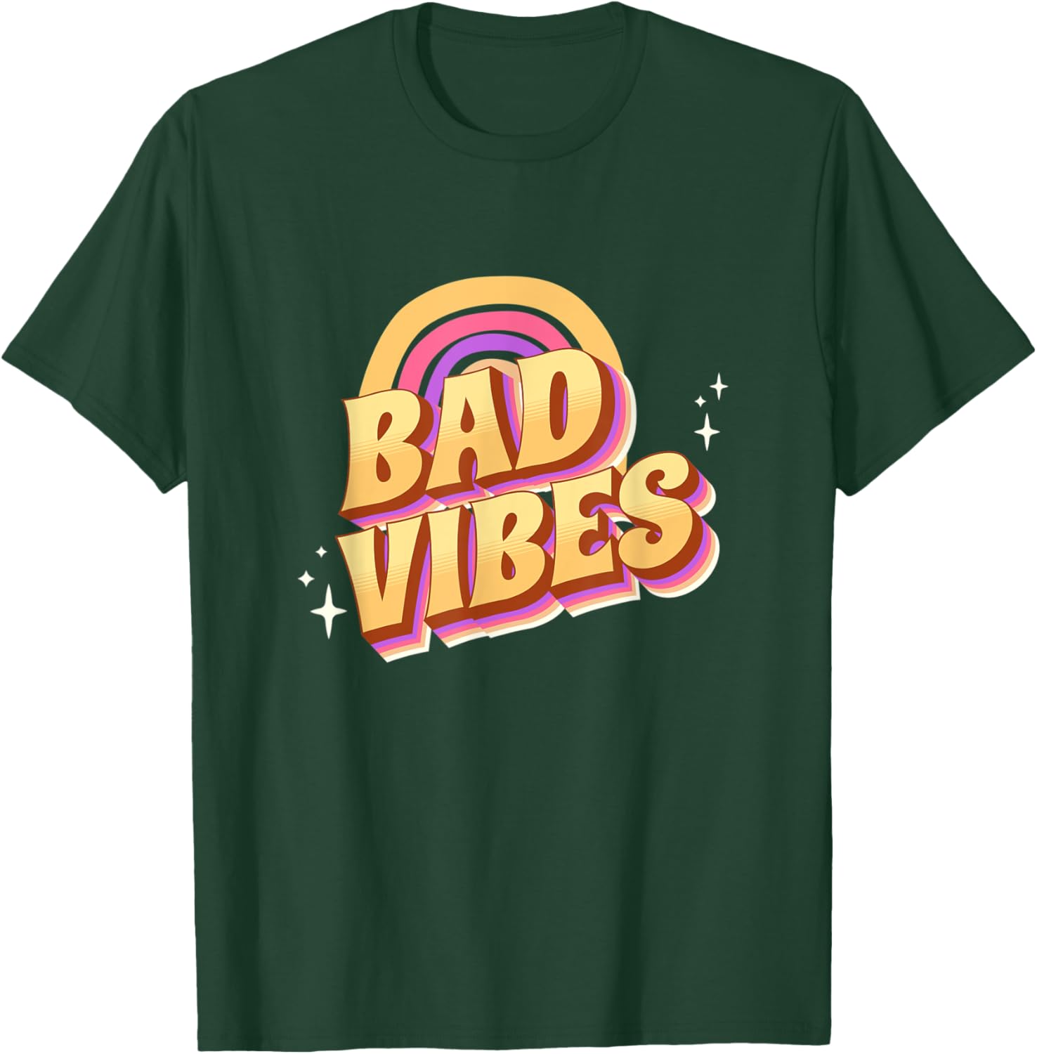 Bad Vibes Groovy Retro Vintage Funny Sarcastic T-Shirt - T-Shirt | Forest