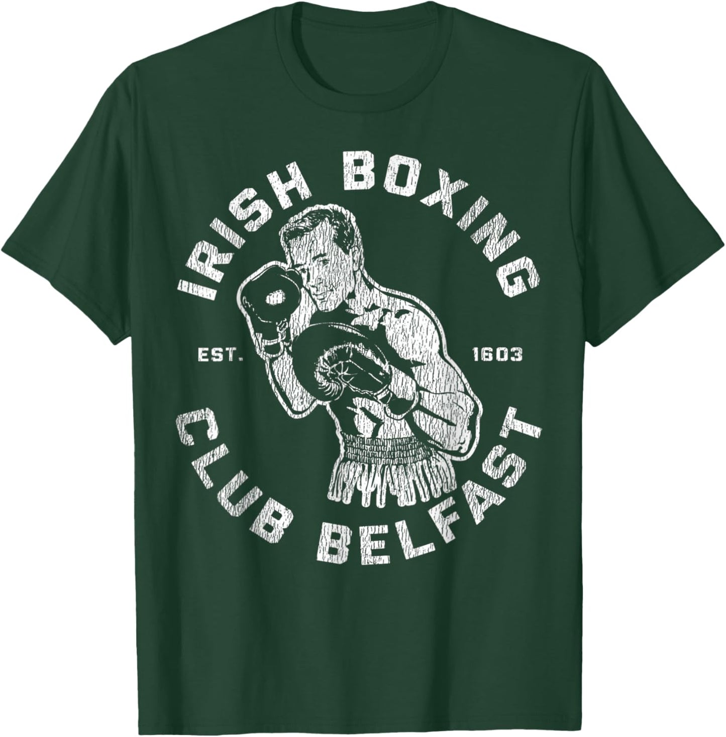 Vintage Irish Boxing Club Belfast Est. 1603 Men Boxer T-Shirt - T-Shirt | Forest